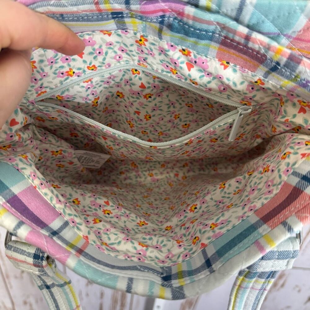 Vera Bradley, Multi Compartment Colorful Pastel Plaid Shoulder Bag Spring Summer - Picture 10 of 13